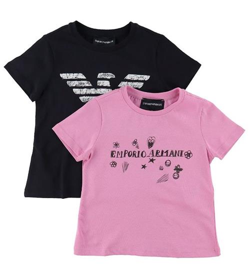 Se Emporio Armani T-shirts - 2-pak - Navy/Flamingo hos KidsWorld