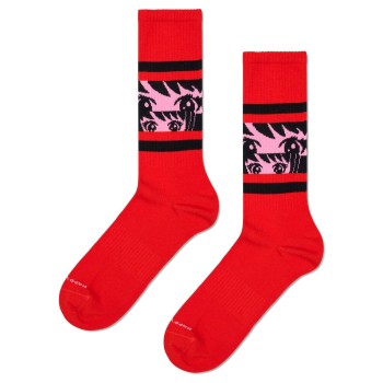Happy socks Strømper Anime Stripe Sneaker Sock Rød Mønster  Str 36/40