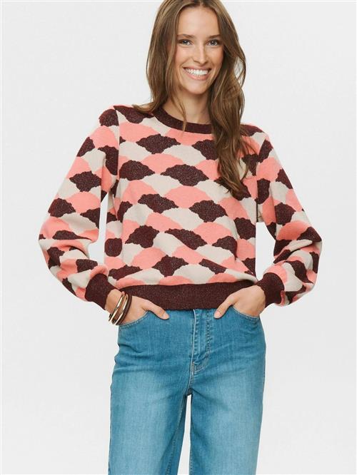 NÜMPH Pullover 'NULILA'  beige / lyserød / rød