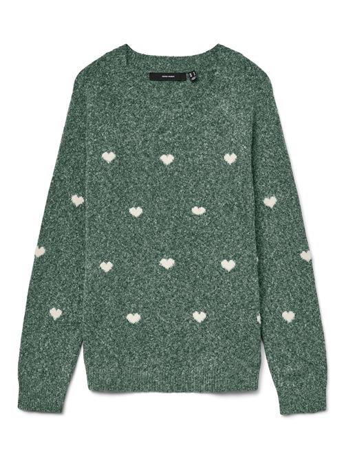 VERO MODA Pullover 'VMDoffy Intarsia'  grøn-meleret / uldhvid