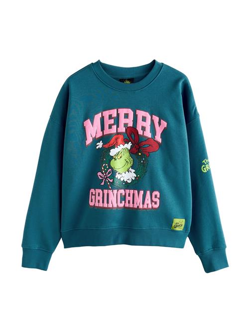 Se Next Sweatshirt 'The Grinch Official License Fun Wreath Bow Christmas'  smaragd / lys pink / rød / hvid ved About You