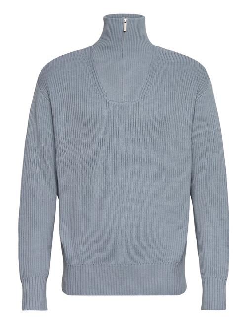 Slhdry Ls Knit Relaxed Half Zip Selected Blue