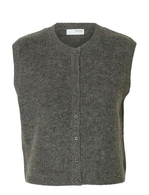 Slflulu Sl Button O-Neck Vest Noos Selected Grey