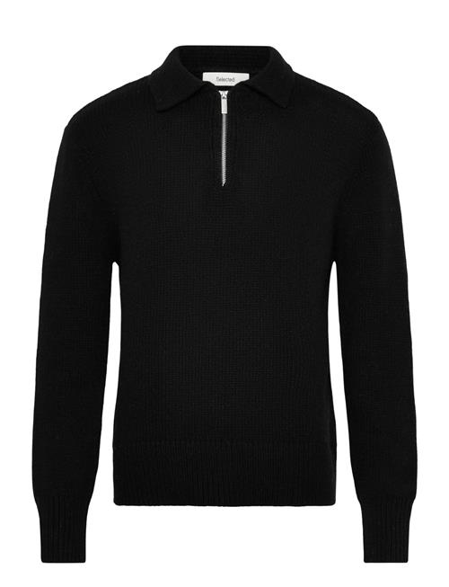 Slhcody Ls Knit Relaxed Half Zip Polo Selected Black
