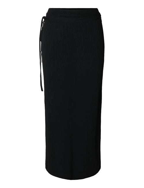 Slfcarly Mw Knit Ankle Skirt Selected Black
