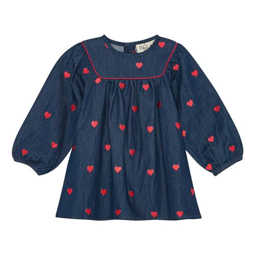 Flöss Amee Kjole Mid Blue Heart  Mid Blue Heart-86 cm  Blå  86 cm  kvinde