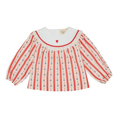 Flöss Noelle Bluse Holiday Stripe  Holiday Stripe-116 cm  Rød  116 cm  kvinde