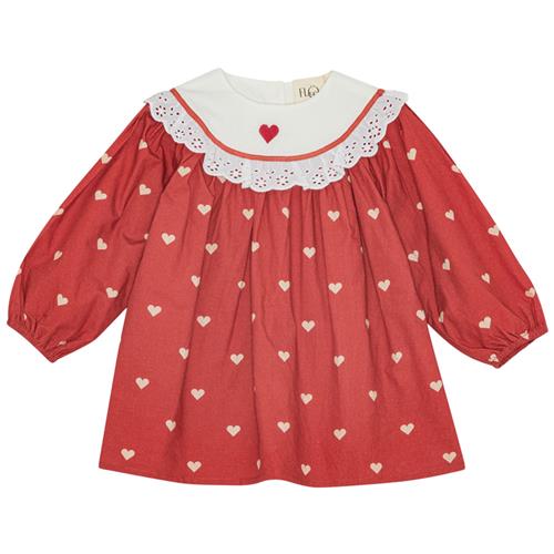 Flöss Ellen Kjole Poppy Red/soft White  Poppy Red/Soft White-92 cm  Rød  92 cm  kvinde