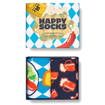 Happy socks Strømper 2P Beer Gift Box Blå Mønster bomuld Str 36/40