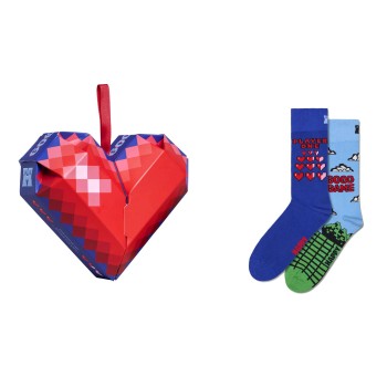 Happy socks Strømper 2P Good Game Gift Set Blå Mønster bomuld Str 36/40