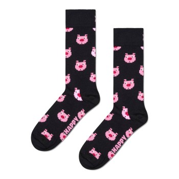 Happy socks Strømper Pig Sock Sort mønstret Str 36/40