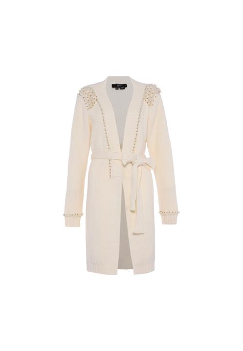 faina Cardigan  guld / perlehvid / uldhvid