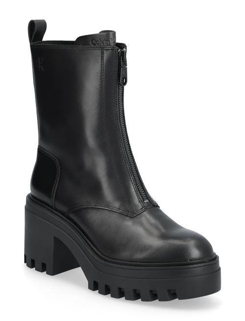 Chunky Heeled Zip Boot Lth Calvin Klein Black