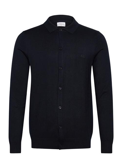 Ecovero L/S Cardigan W. Polo Colla Lindbergh Navy