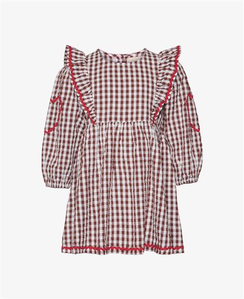 Sissel Edelbo Nanette MINI Kjole Brun Brown Checks  Brown Checks 5-6 Y  Brun  5-6 år  kvinde