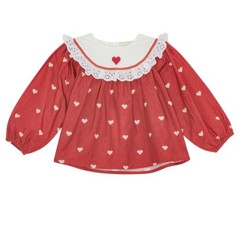 Flöss Ellen Bluse Poppy Red/soft White  Poppy Red/Soft White-80 cm  Rød  80 cm  kvinde