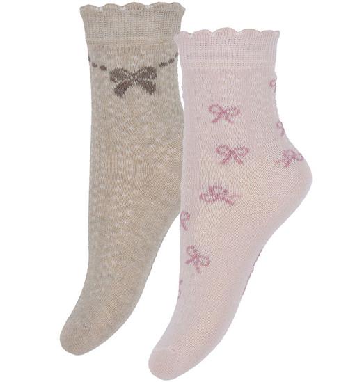 Minymo Strømper - 2-pak - Shell/beige m. Print