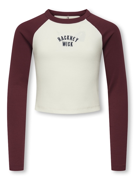 Se ONLY KIDS Kontrast Bluse Bina Cabernet Hackney Cloud Dancer hos SmartKidz