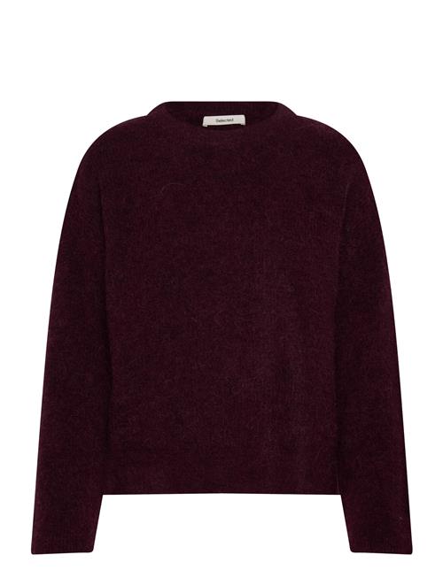 Slfsia Ras Ls Knit New O-Neck Noos Selected Burgundy