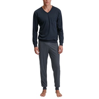 Calida Relax Streamline Pyjama With Cuff Marineblå bomuld Large Herre