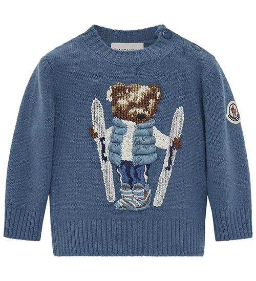 Moncler Bluse - Uld - Medium Blue m. Bamse