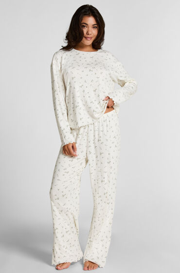 Hunkemöller Pyjama Pant Loose Pointelle hvid