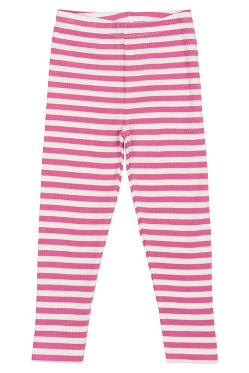 The New Siblings GOTS Fro Rib-leggings Ibis Rose Striped  Ibis Rose Striped 92 cm  Lyserød  92 cm  unisex