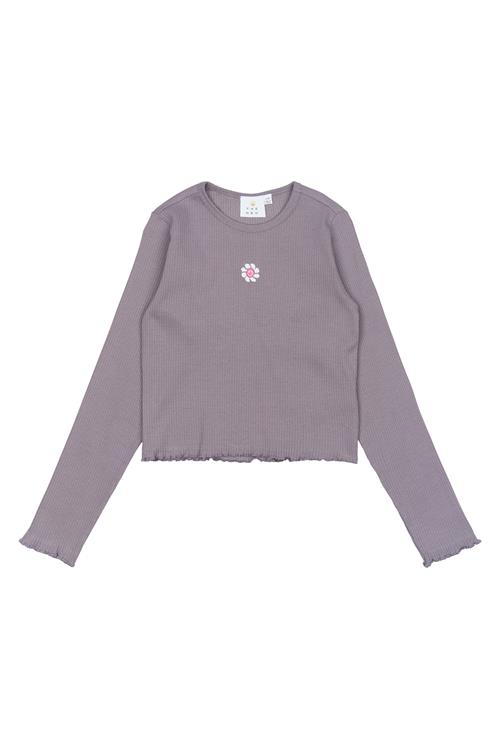 The New TNPerrin Short L_S Rib Tee Gray Ridge Gray Ridge 5-6 Y  Lilla  5-6 år  kvinde