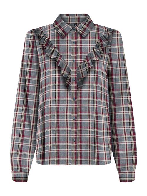 ONLY Bluse 'ONLEVIA CHECK'  antracit / rustrød / hvid