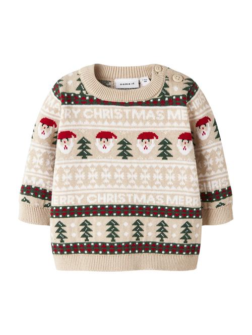NAME IT Pullover 'NBNRASTOKKA'  stone / grøn / rød