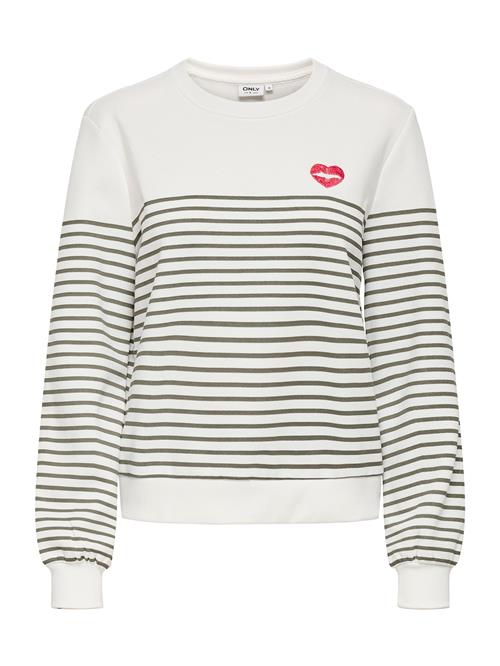 ONLY Sweatshirt 'ONLBINE'  basalgrå / blodrød / hvid
