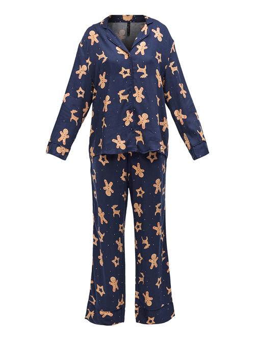 Hunkemöller Pyjamas 'Ginger'  sand / navy / pink / hvid