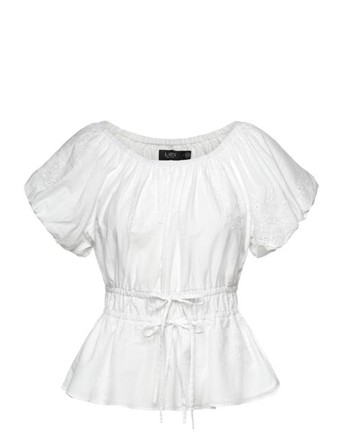 Eyelet Cotton Voile Peplum Blouse Lauren Ralph Lauren White