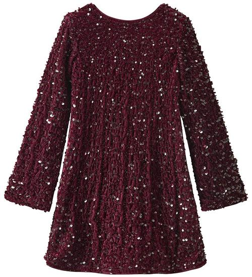 Name It Kjole - NkfRusitta - Burgundy/Black Bow m. Palietter