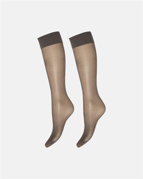 2-pak "Silk look" knælange strømper | 20 denier | nearly black