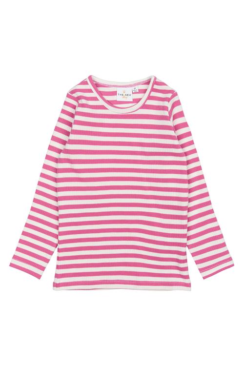 The New Siblings GOTS Fro Rib T-shirt Med Lange Ærmer Ibis Rose Striped  Ibis Rose Striped 92 cm  Lyserød  92 cm  unisex