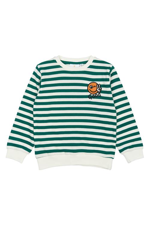 The New Siblings GOTS Per Sweatshirt Alpine Green Striped  Alpine Green Striped 104 cm  Grøn  104 cm  mand
