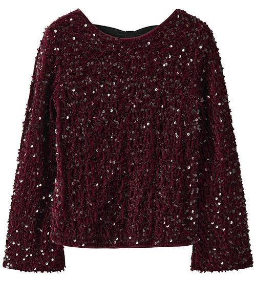 Name It Bluse - NkfRusitta - Burgundy/Black Bow m. Palietter