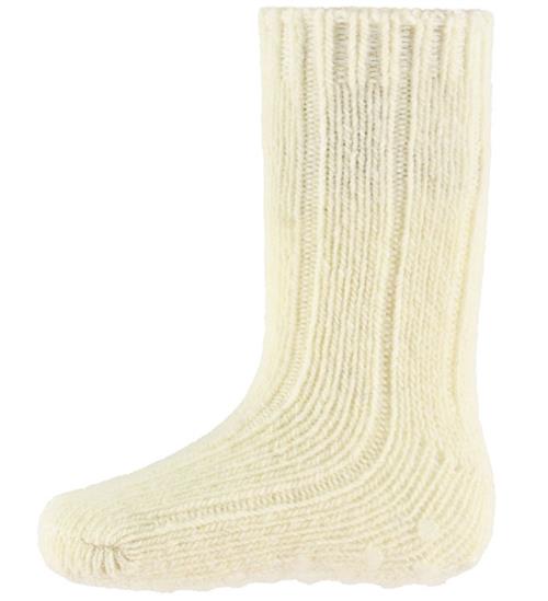 MiniPop Strømper - Uld - Rib - Skridsikker - Off White