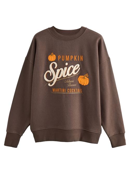 Next Sweatshirt 'Pumkpin Martini'  mørkebeige / choko / orange / uldhvid