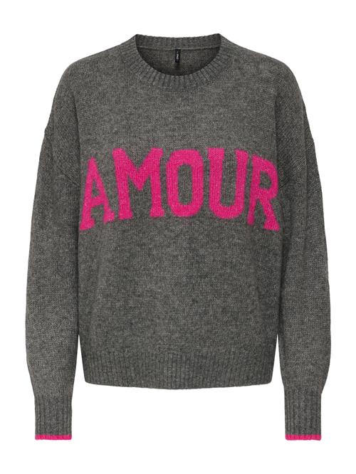 ONLY Pullover 'ONLNEW AMOUR'  grå-meleret / fuchsia