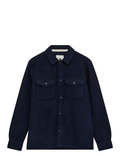 Akoscar Boiled Wool Overshirt Anerkjendt Navy
