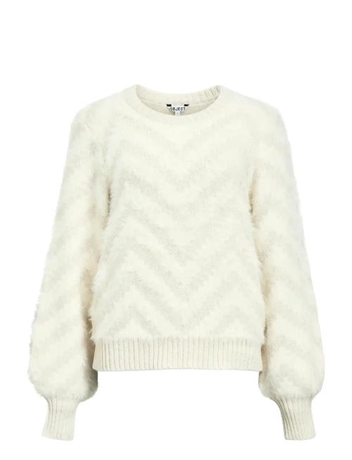 Objhollow L/S Re Knit Pullover Noos Object White