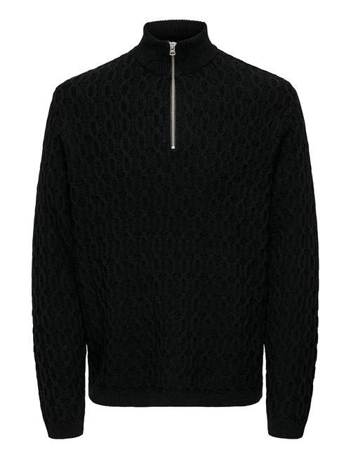 Onsleonard Life Reg 7 Half Zip Knit Cs ONLY & SONS Black