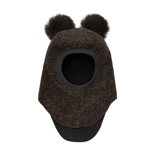 Huttelihut Balaclava I Uldalpakka Med Pomponer Dark Brown Melange  Dark Brown Melange 53 cm  Brun  53 cm  unisex