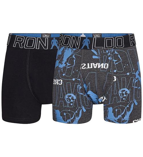 Ronaldo Boxershorts - Noos - 2-pak - Sort/Grå m. Blå