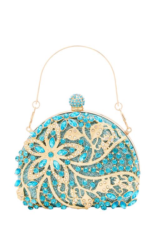 FELIPA Clutch  neonblå / guld / smaragd / transparent
