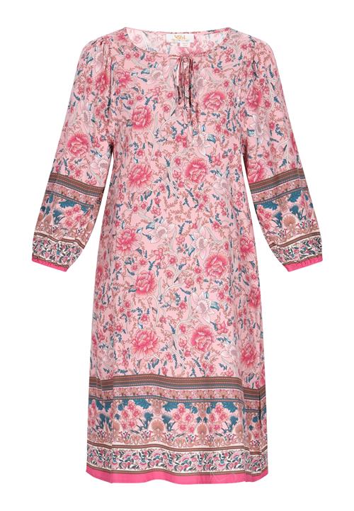 Gaya Kjole 'Boho Fashion'  brun / petroleum / pink / lyserød