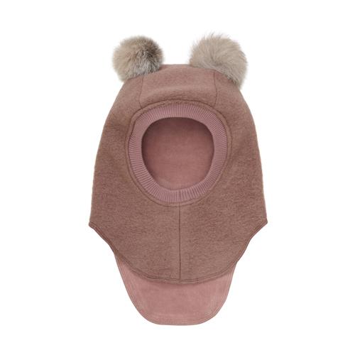 Huttelihut Balaclava I Uldalpakka Med Pomponer Burlwood  Burlwood 53 cm  Lyserød  53 cm  unisex