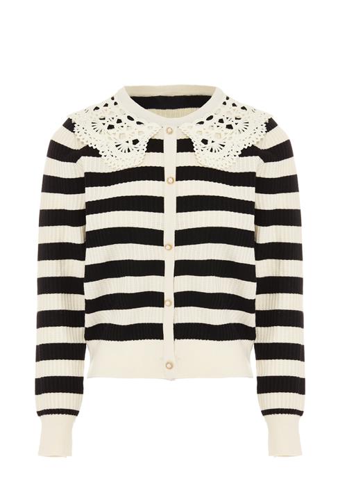 NAEMI Cardigan  sort / uldhvid